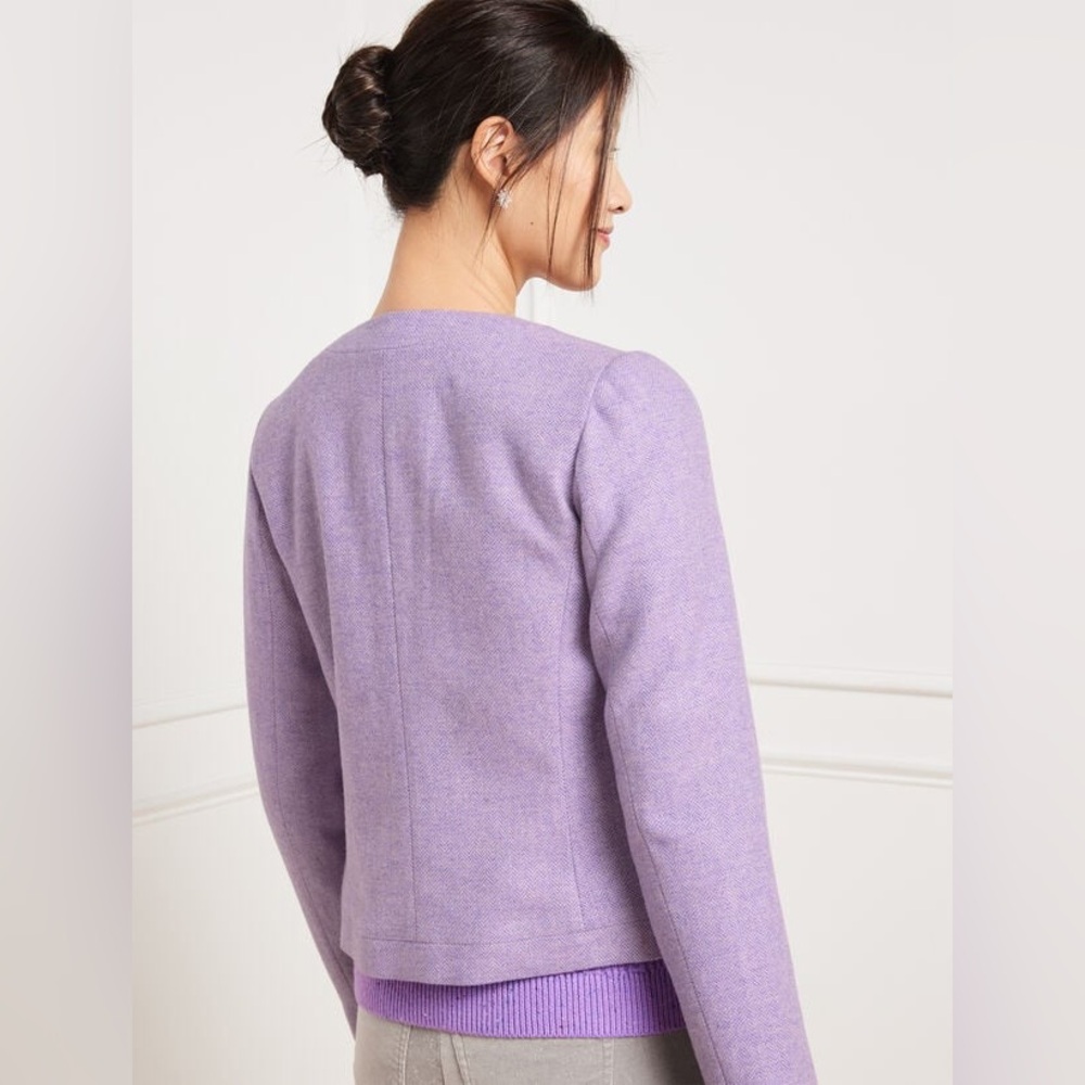 NWOT TALBOTS Bicolor Herringbone Shetland Jacket Lilac Wool - Picture 3 of 8